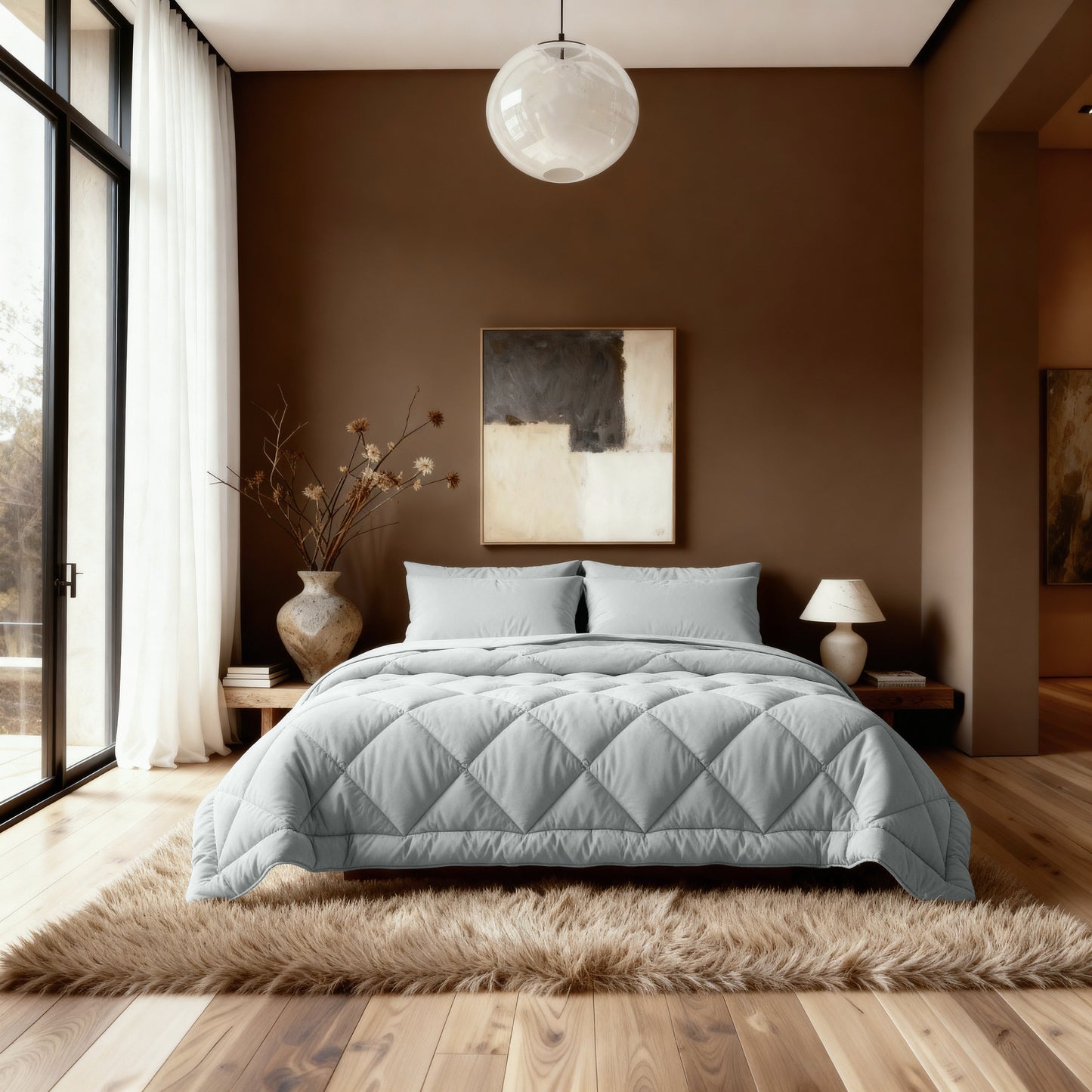 Zelesta Comfort Uni Diamond Couette - Gris-Bleu