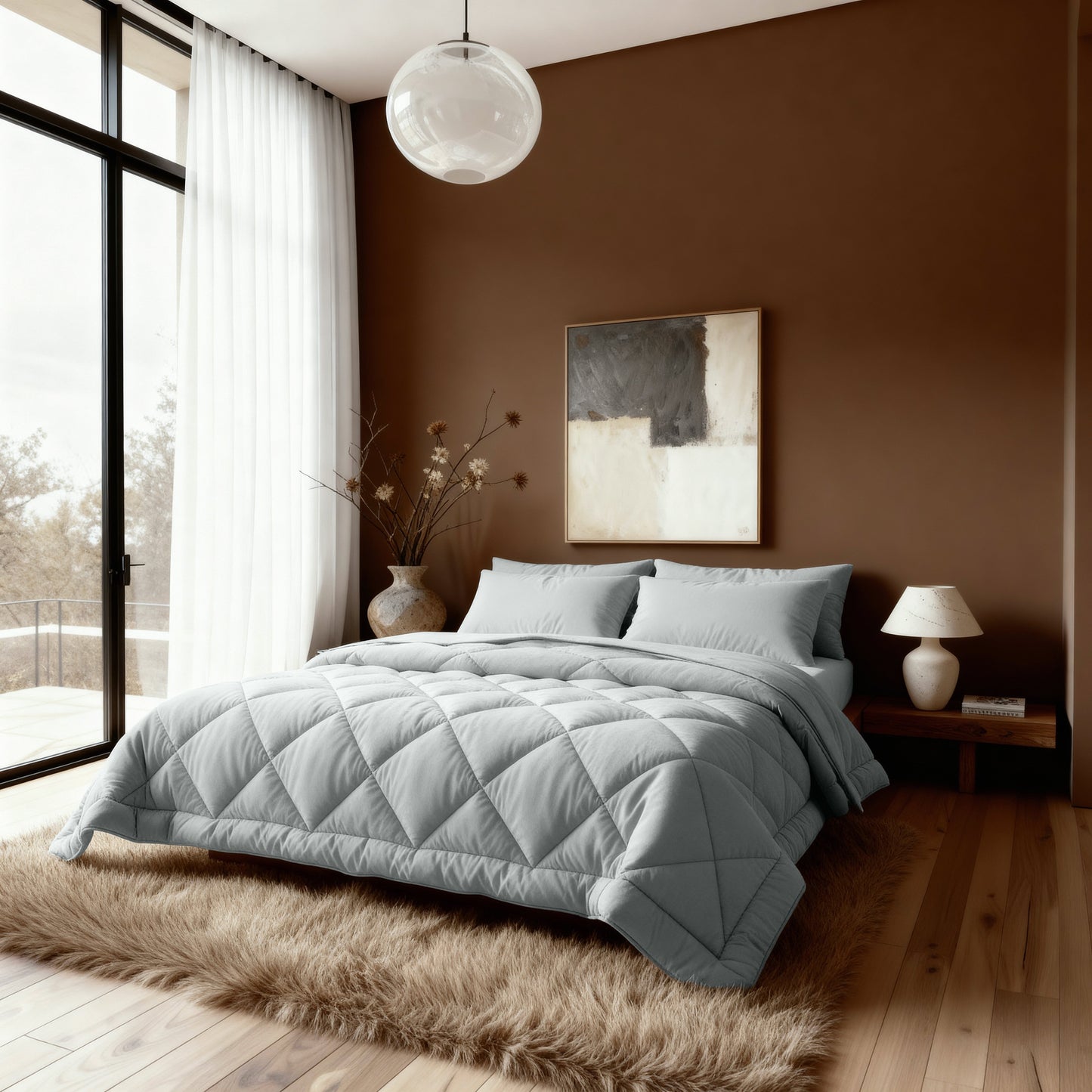 Zelesta Comfort Uni Diamond Couette - Gris-Bleu