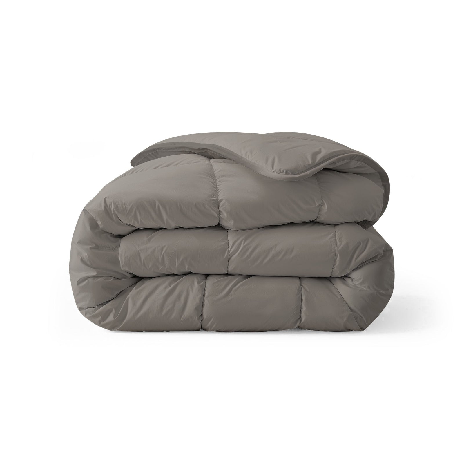 Zelesta Everyday Uni Duvet in Soft Grey, neatly folded on a white background showing the soft soft grey microfiber fabric