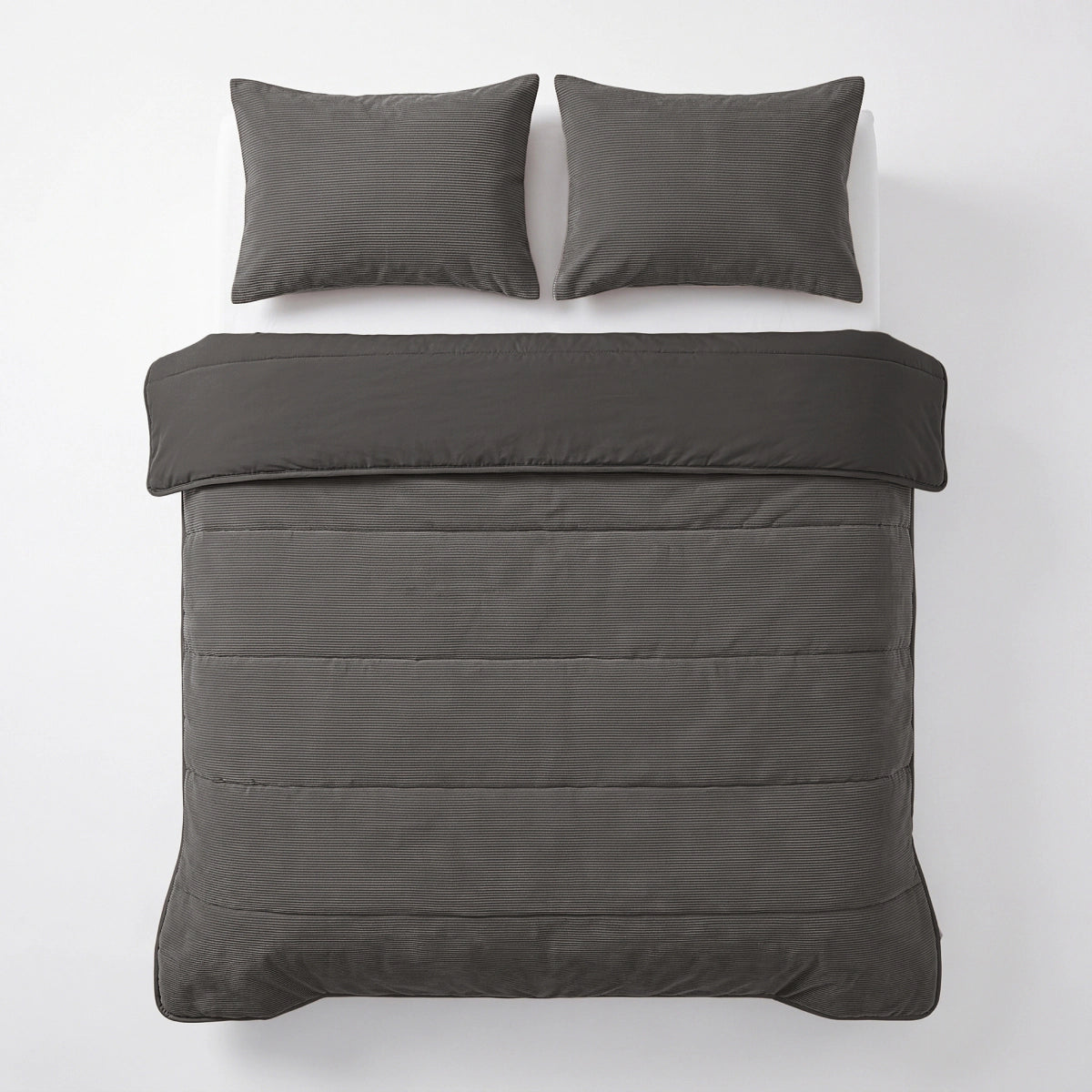 Zelesta Special Corduroy Cotton Taies d'oreiller Lot de 2 - Anthracite