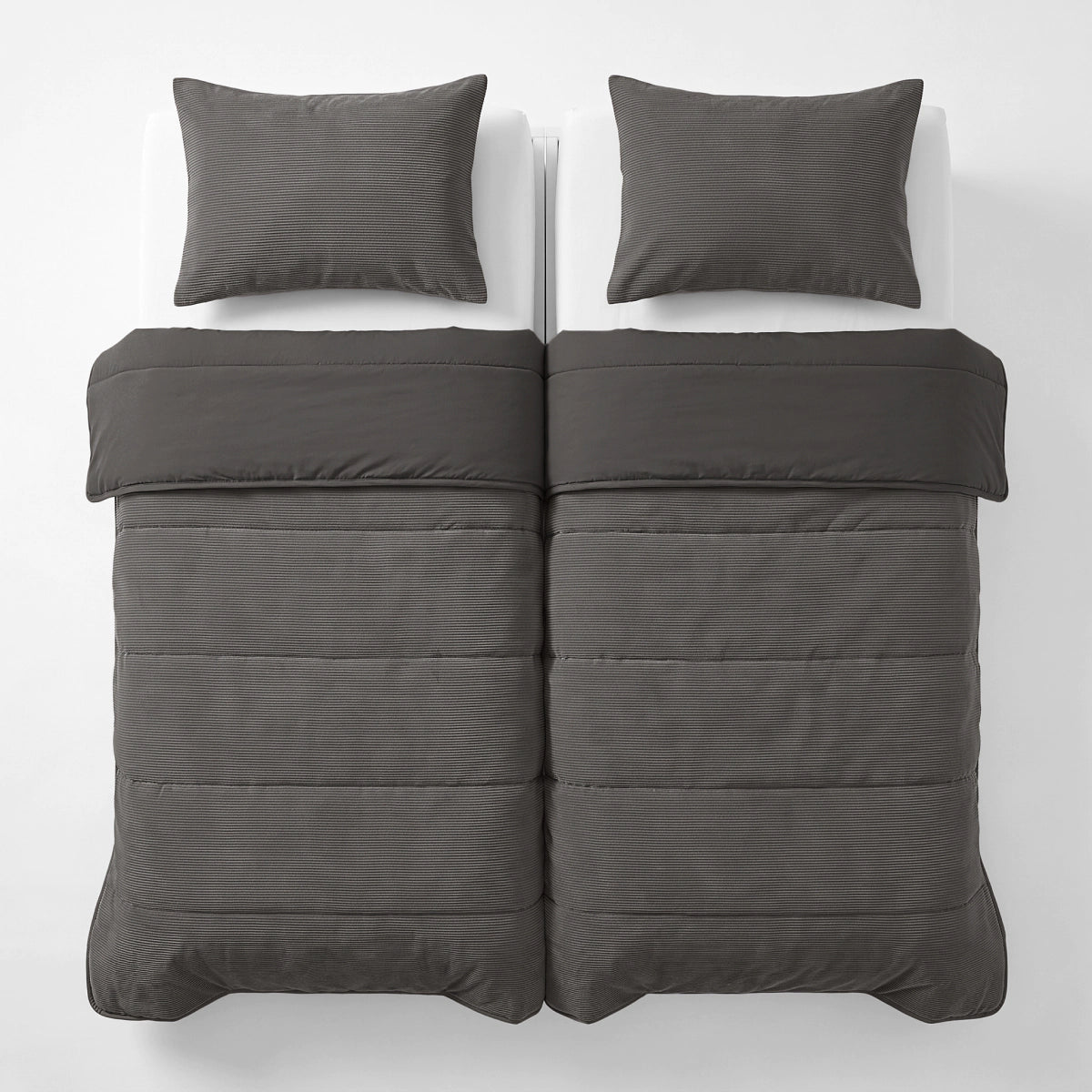 Zelesta Special Corduroy Cotton Taies d'oreiller Lot de 2 - Anthracite