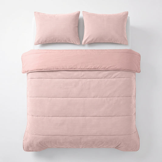 Zelesta Special Corduroy Percale Cotton Pillowcase Set Of 2 - Dusty Pink