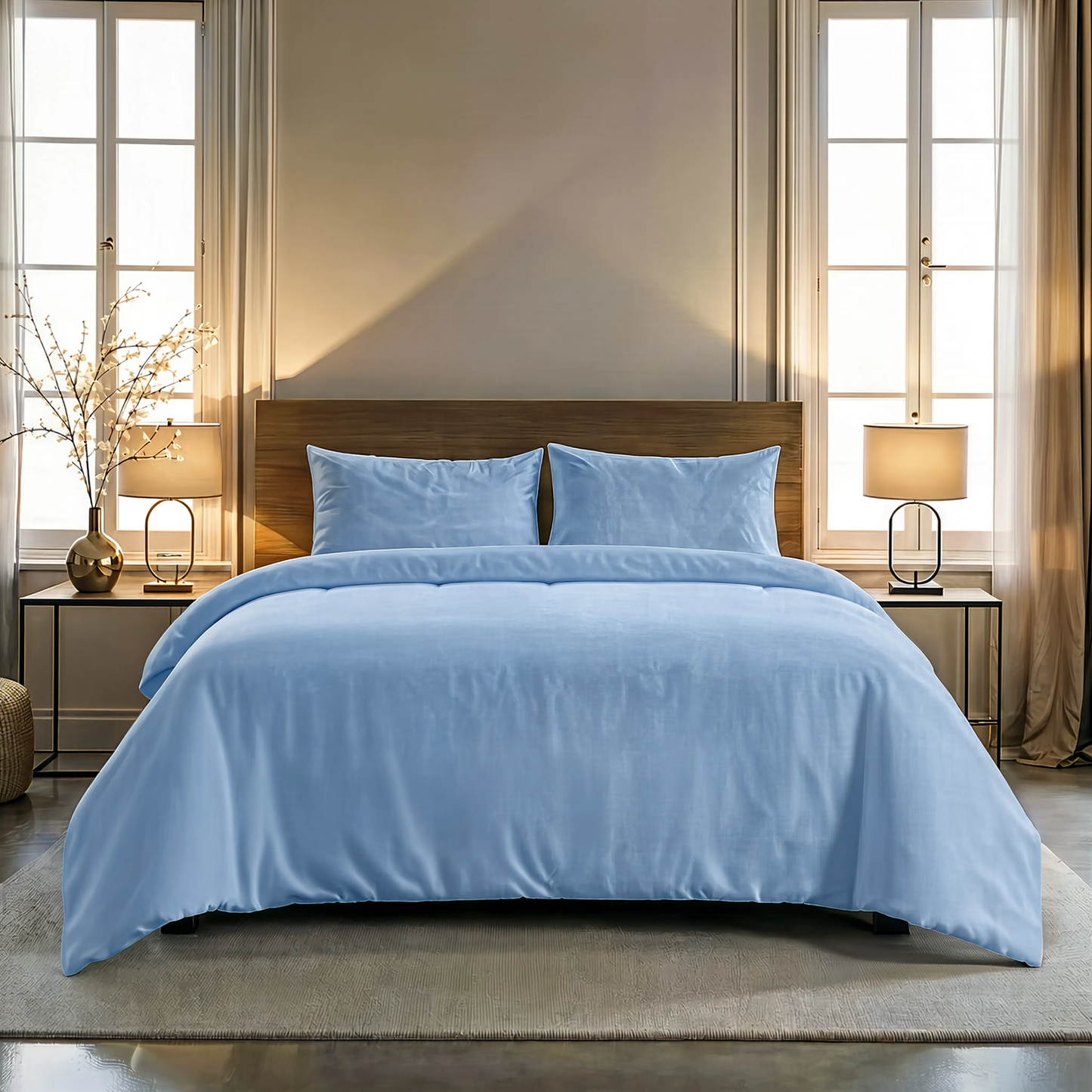 Zelesta Pure Uni Naadloos Katoenen Dekbed - Soft Chambray Blauw