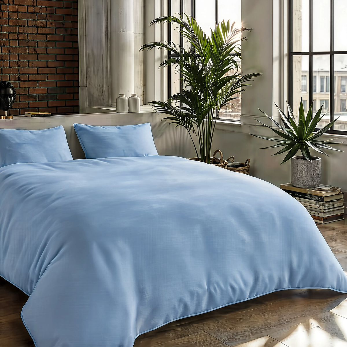 Zelesta Pure Uni Naadloos Katoenen Dekbed - Soft Chambray Blauw