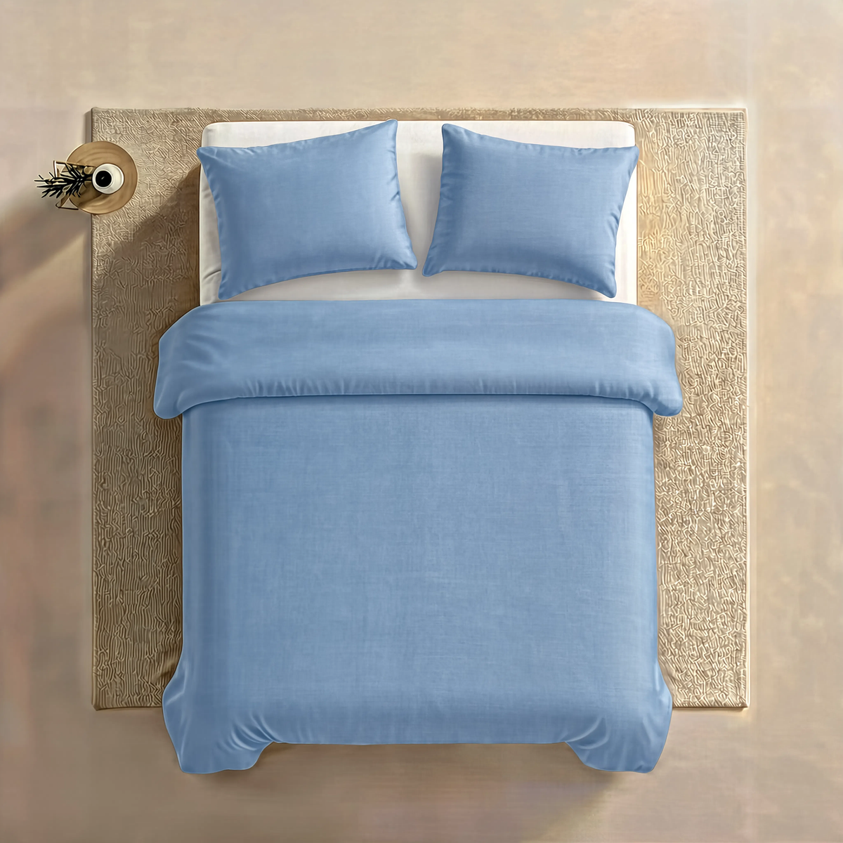 Zelesta Pure Uni Naadloos Katoenen Dekbed - Soft Chambray Blauw