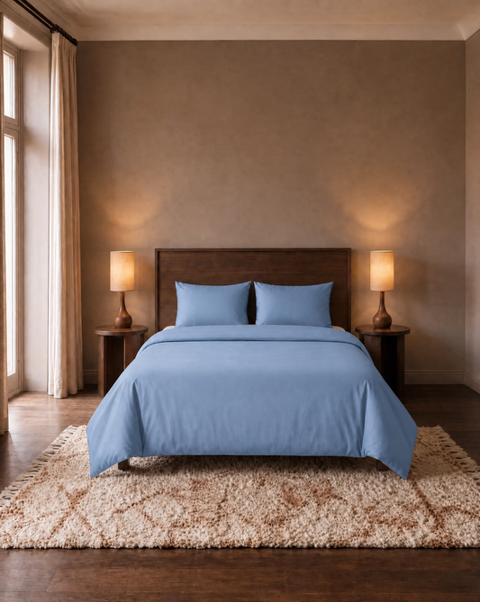 Couette Zelesta Pure Uni Sans Coutures en Coton - Bleu Chambray Doux