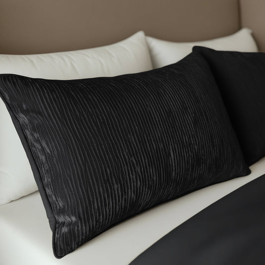 Zelesta Special Velvet Chic Pillowcase Set Of 2 in Black on a white background