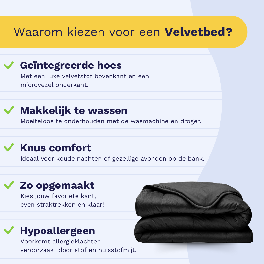 Zelesta Special Velvet Duvet in Black, folded product view