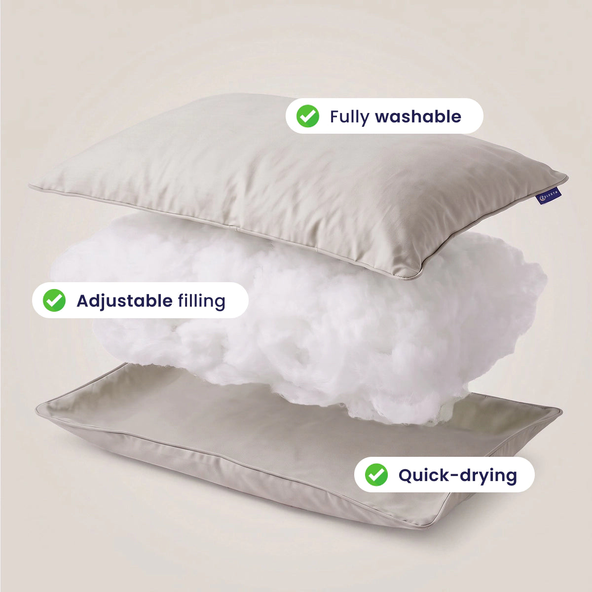 Zelesta Comfort Wasbaar Hoofdkussen - Taupe
