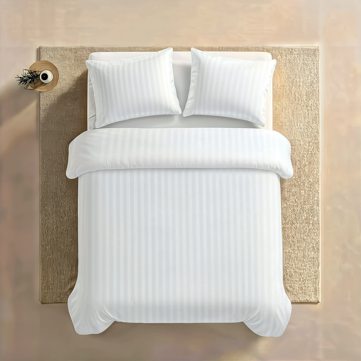 Zelesta Deluxe Hotel Stripe Satijn Katoen Dekbed - Wit