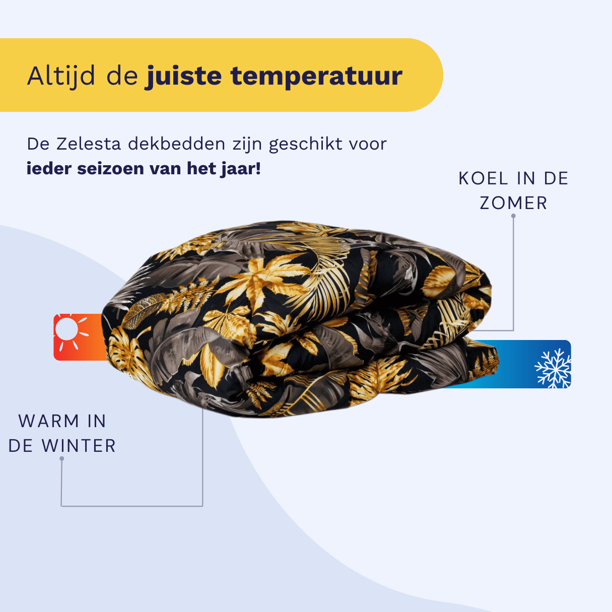 Zelesta Comfort Design Duvet - Golden Leaves, product shot showing the golden autumn leaf botanical print