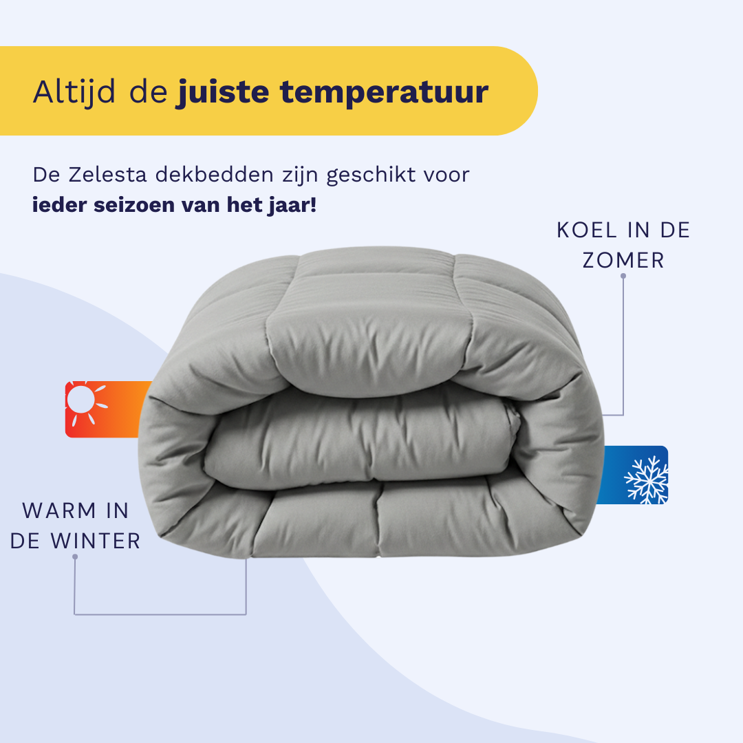 Zelesta Pure Uni Cotton Duvet in Morning Grey folded on a white background, overhead view