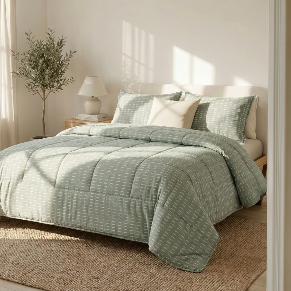 Zelesta Comfort Design Zomerdekbed - Olijfgroene Stiksels