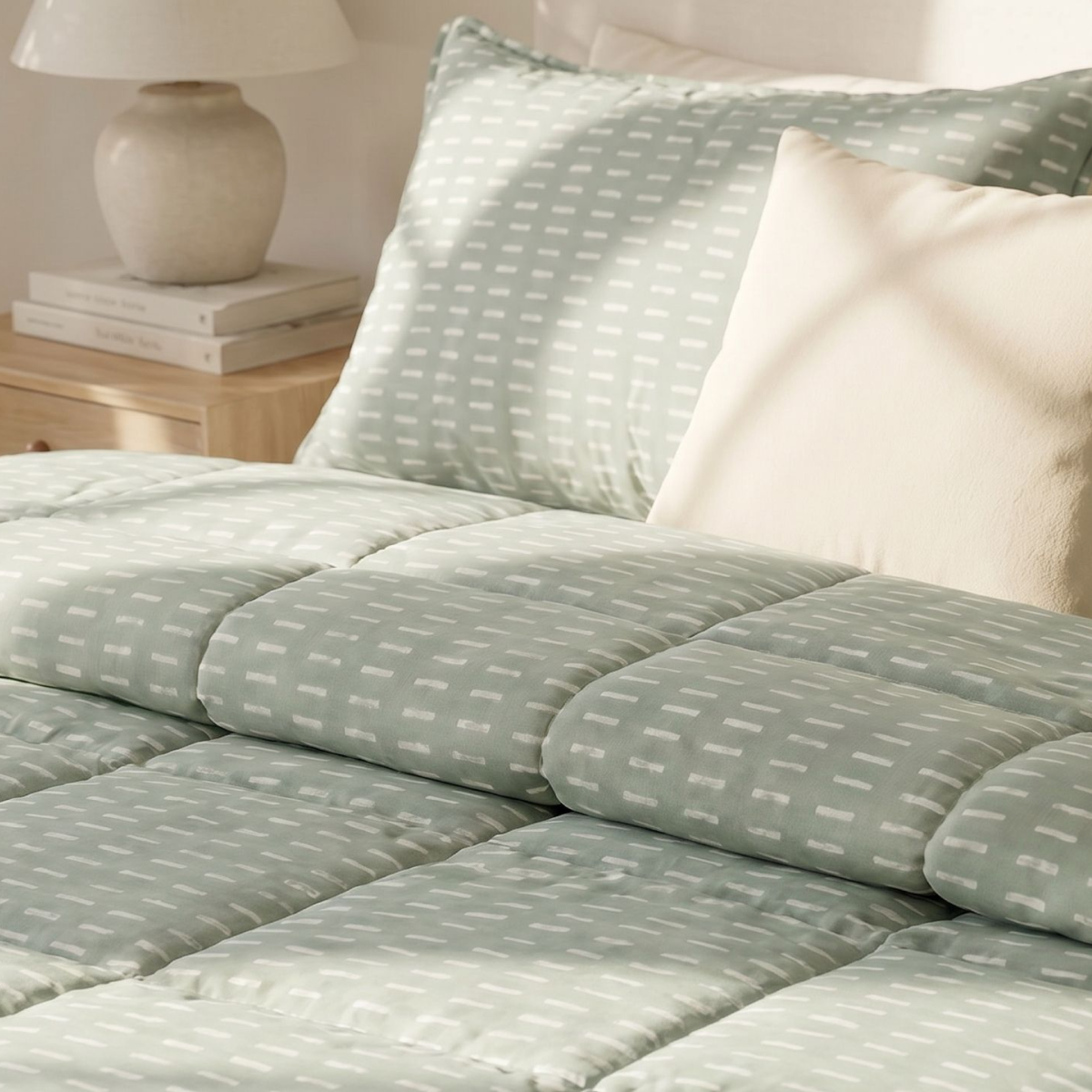 Zelesta Comfort Design Zomerdekbed - Olijfgroene Stiksels
