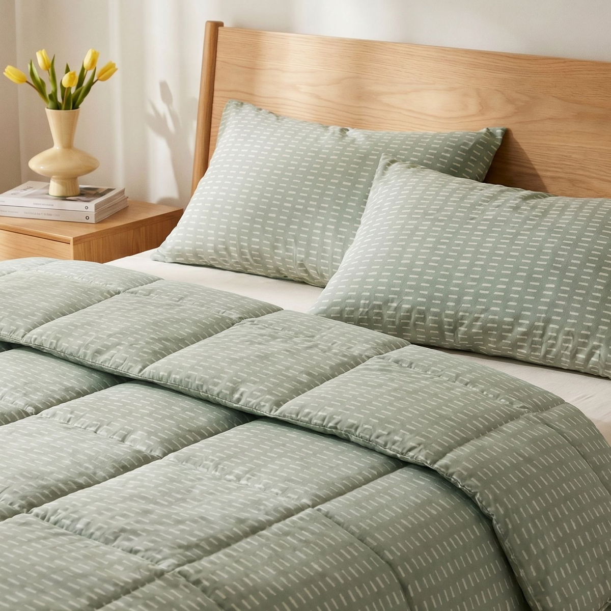 Zelesta Comfort Design Zomerdekbed - Olijfgroene Stiksels