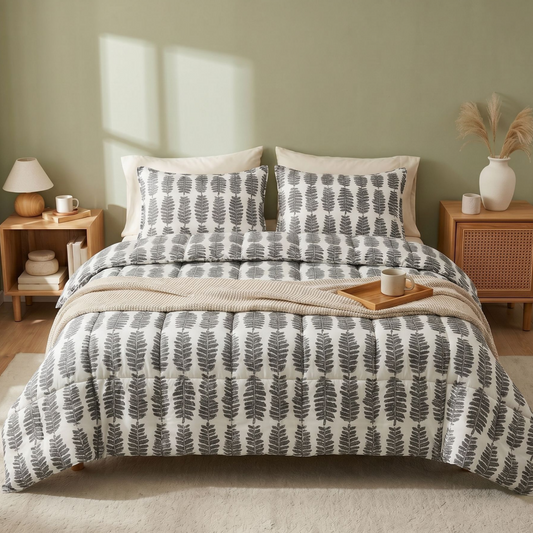 Zelesta Comfort Design Summer Duvet - Savannah Feather, product shot showing the savannah feather print