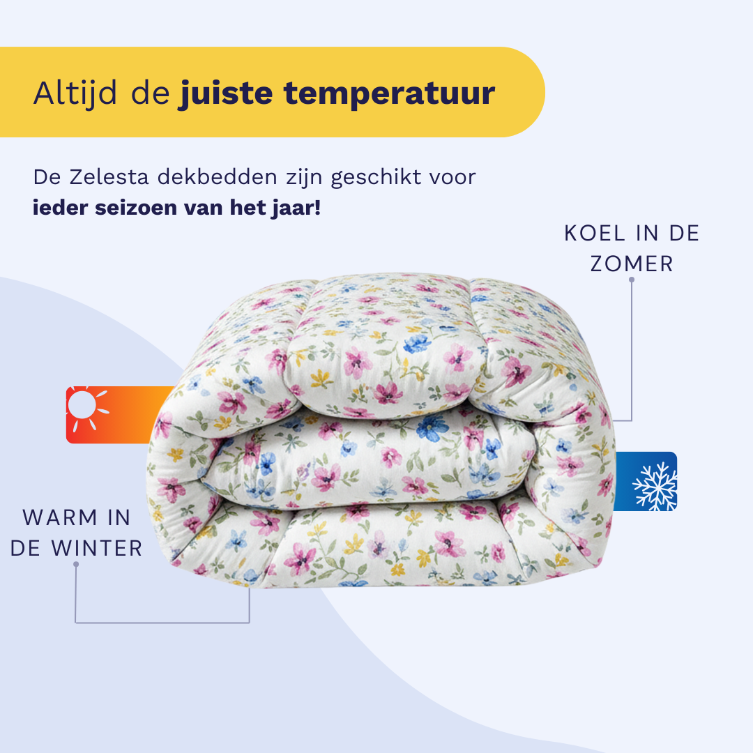 Zelesta Comfort Design Duvet - Spring Bloom styled on a bed in a modern bedroom