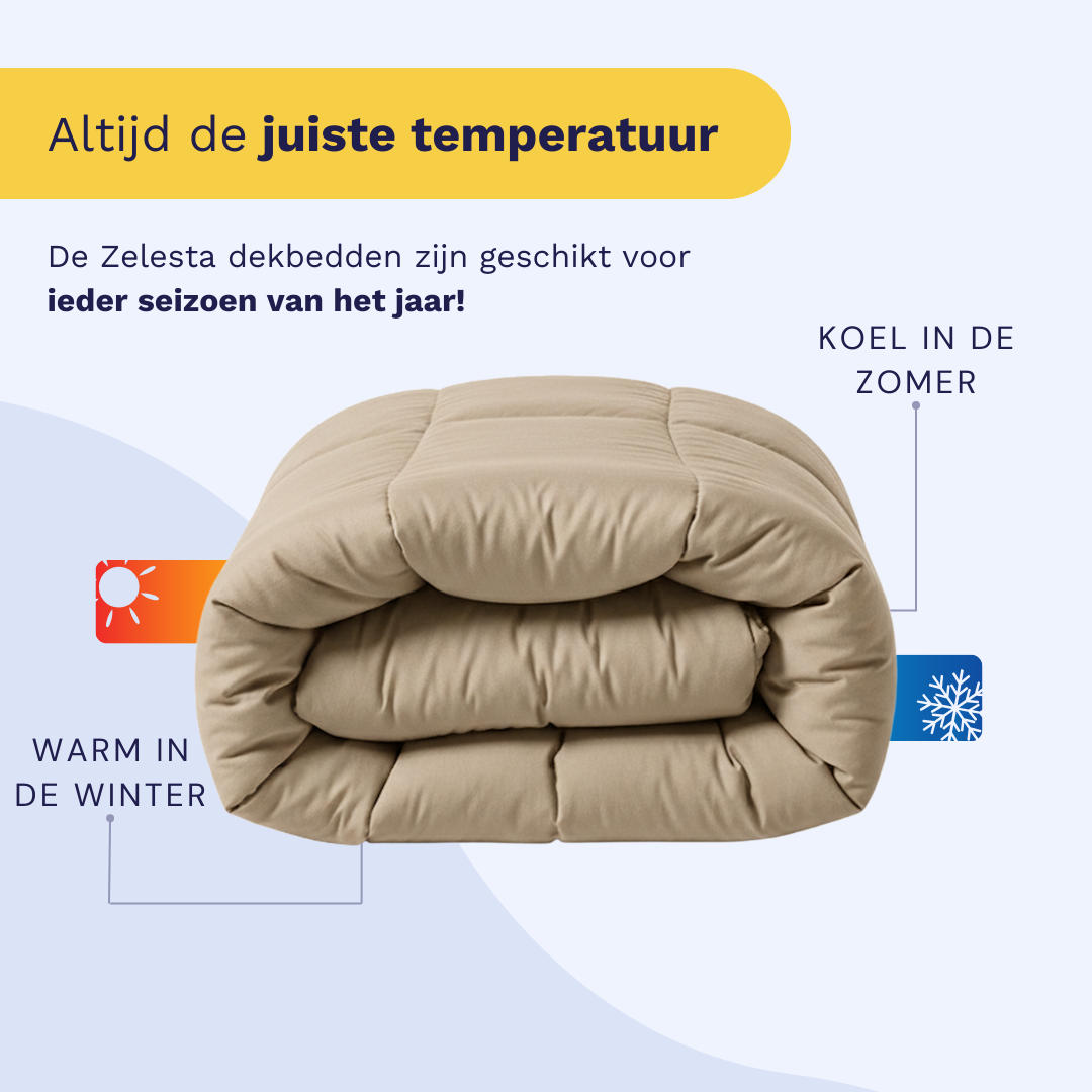 Zelesta Pure Uni Cotton Duvet in Taupe Bloss folded on a white background, overhead view