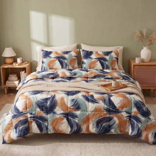 Zelesta Comfort Design Summer Duvet - Urban Brush, product shot showing the urban brushstroke abstract pattern in grey tones