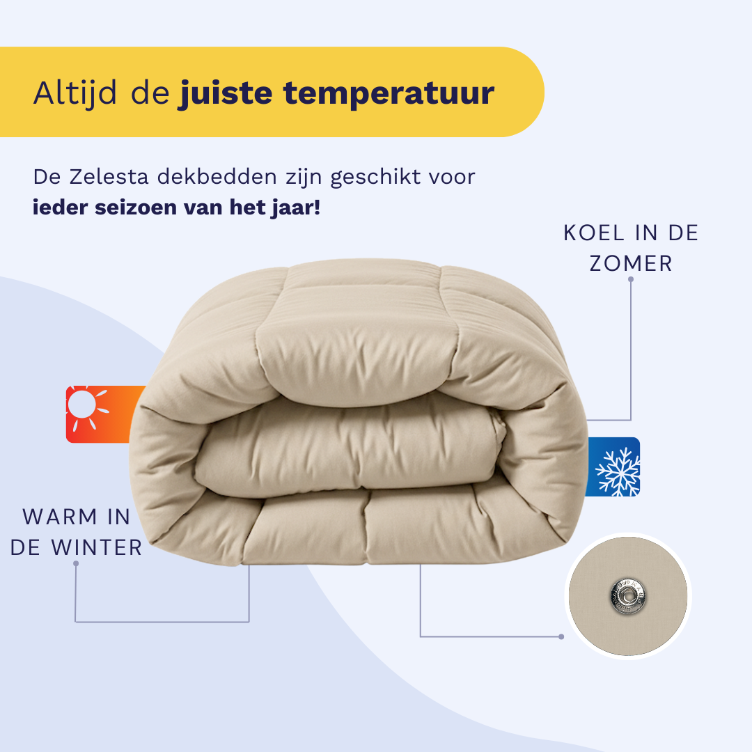 Zelesta Pure Desert Sand Four-Season Cotton Duvet folded on a white background, overhead view