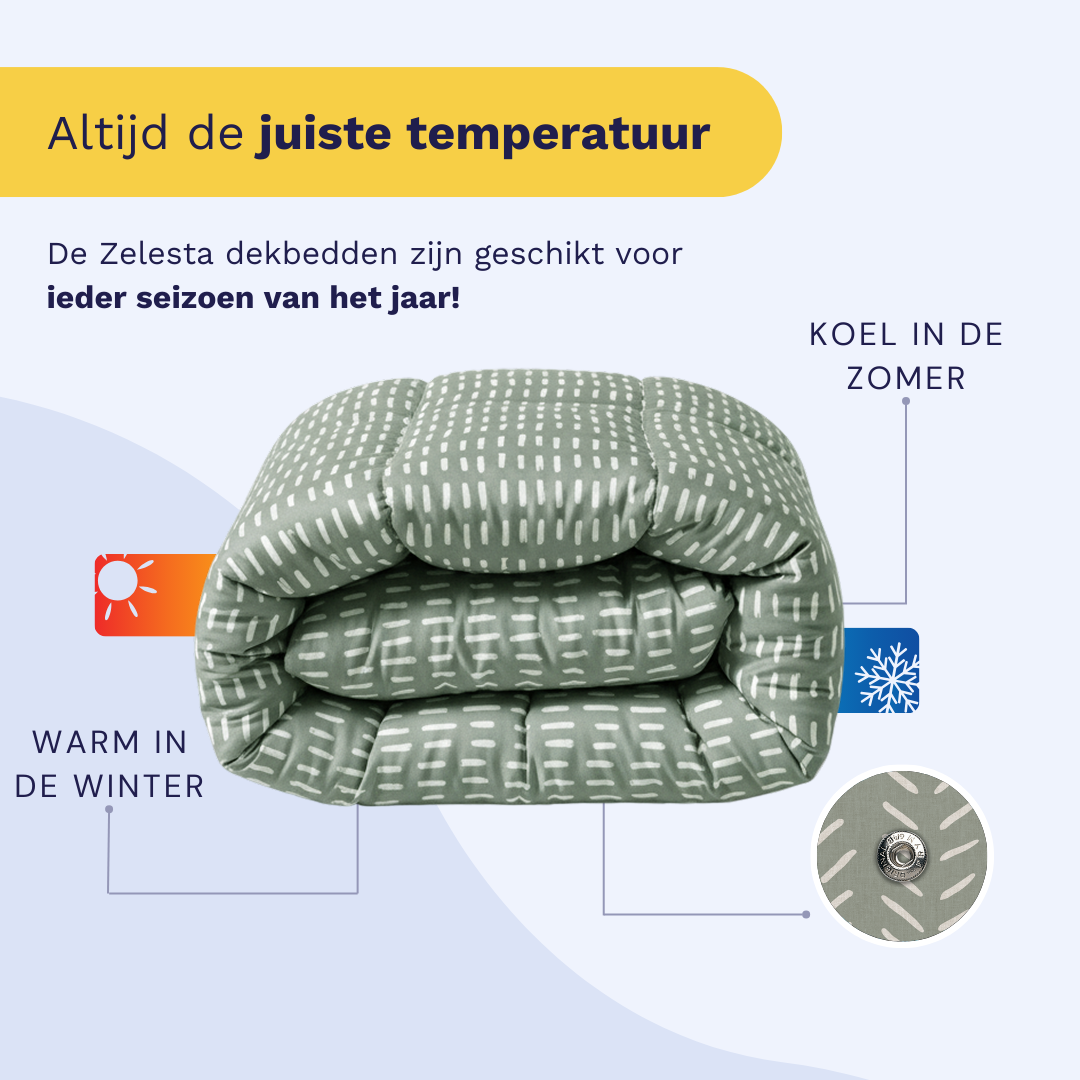 Zelesta Comfort Design Duvet - Olive Stitches, product shot showing the soft olive fabric with visible decorative stitching texture