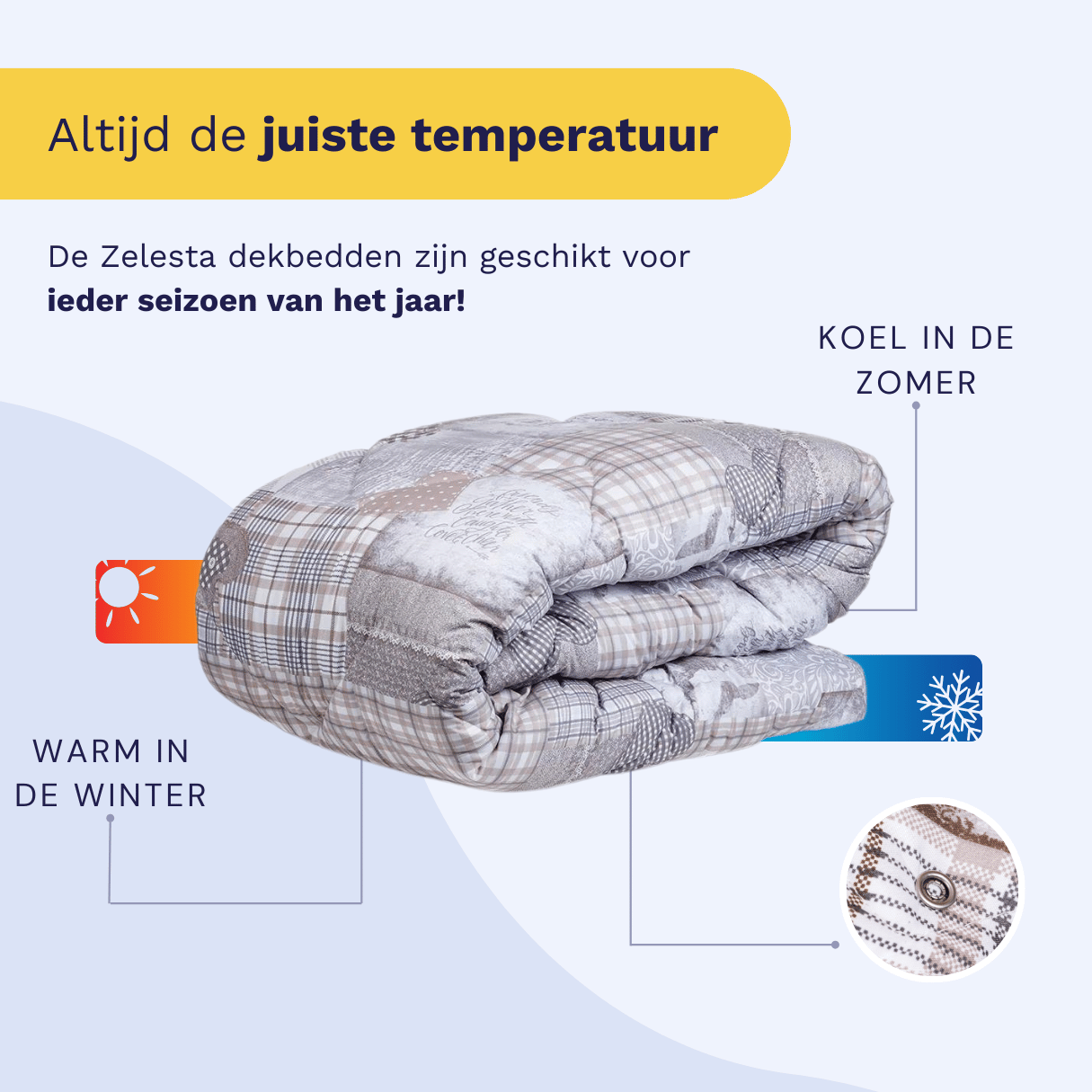 Zelesta Comfort Design Duvet - Patchwork Hearts, product shot showing the patchwork-style heart print in soft tones