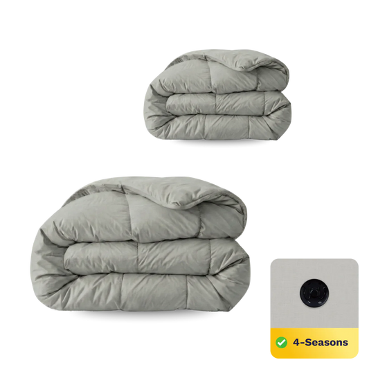 Zelesta Pure Morning Grey Four-Season Cotton Duvet folded on a white background