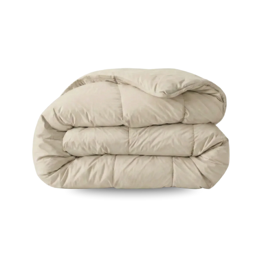Zelesta Pure Uni Cotton Duvet in Desert Sand folded on a white background