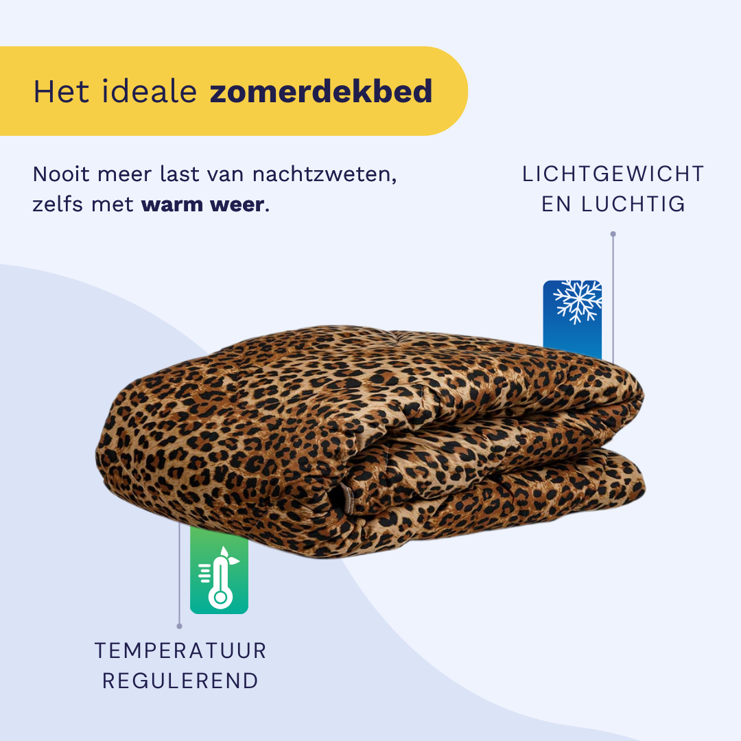 Zelesta Comfort Design Summer Duvet - Jaguar Skin, product shot showing the bold jaguar animal print in brown and gold tones