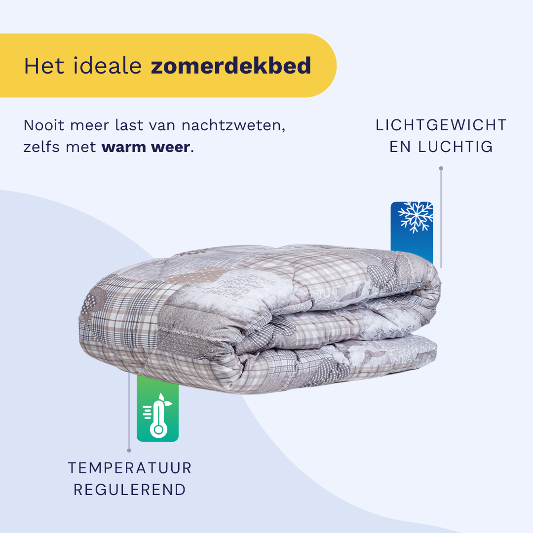 Zelesta Comfort Design Summer Duvet - Patchwork Hearts, product shot showing the patchwork-style heart print in soft tones