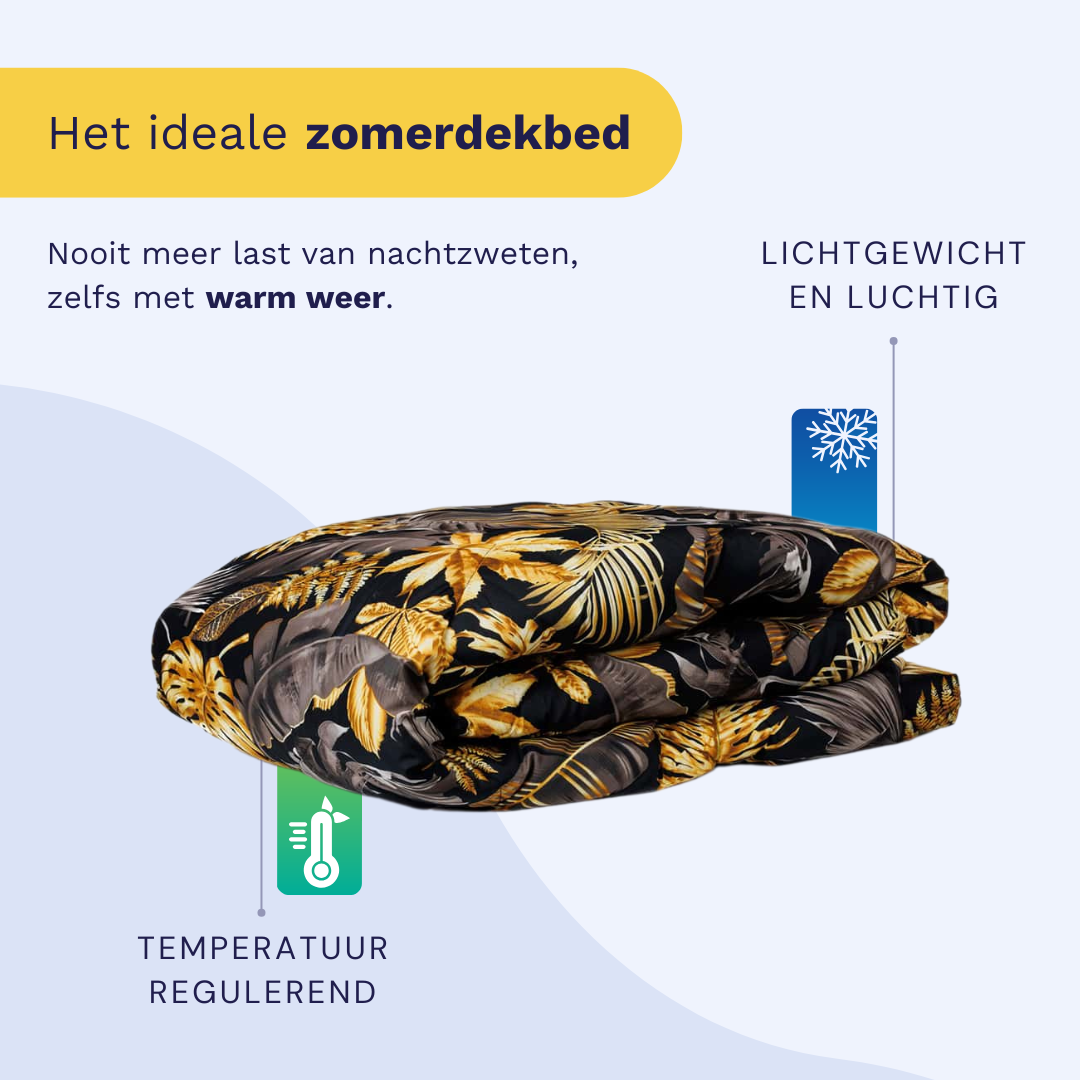 Zelesta Comfort Design Summer Duvet - Golden Leaves styled on a bed in a modern bedroom