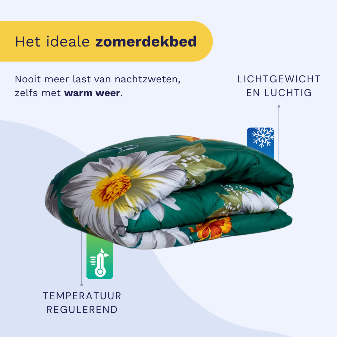 Zelesta Comfort Design Summer Duvet - Spring Flowers styled on a bed in a modern bedroom