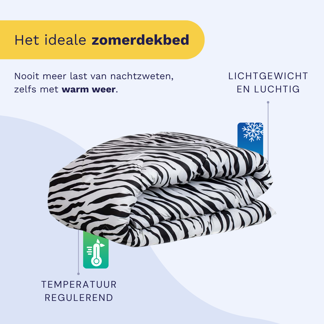 Zelesta Comfort Design Summer Duvet - Zebra Skin, product shot showing the bold black and white zebra animal print