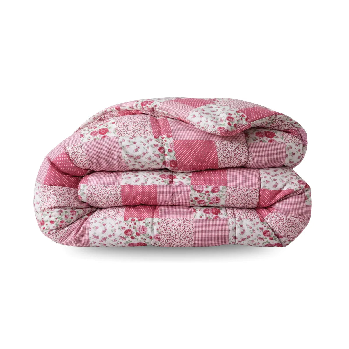 Zelesta Comfort Design Summer Duvet - Patchwork Pink, product shot showing the patchwork-style pink and neutral pattern