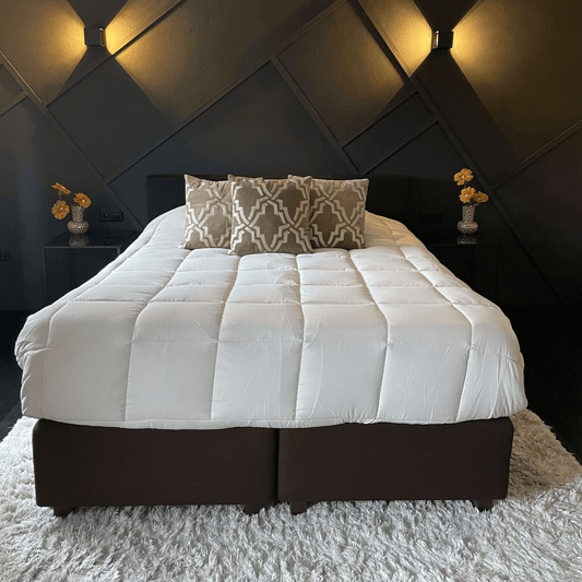 Zelesta Everyday Uni Summer Duvet in Light Grey & Ginger, close-up of the folded duvet showing the smooth light grey & ginger microfiber texture