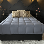Zelesta Everyday Uni Summer Duvet in Dark Grey & Silver Grey, neatly folded on a white background showing the soft dark grey & silver grey microfiber fabric