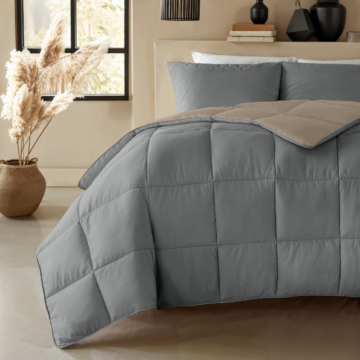 Zelesta Deluxe Duo Percale Cotton Duvet - Anthracite & Taupe