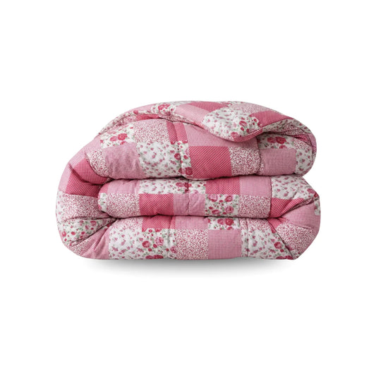 Zelesta Comfort Design Duvet - Patchwork Pink, product shot showing the patchwork-style pink and neutral pattern