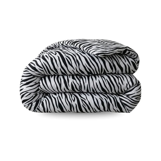 Zelesta Comfort Design Duvet - Zebra Skin, product shot showing the bold black and white zebra animal print