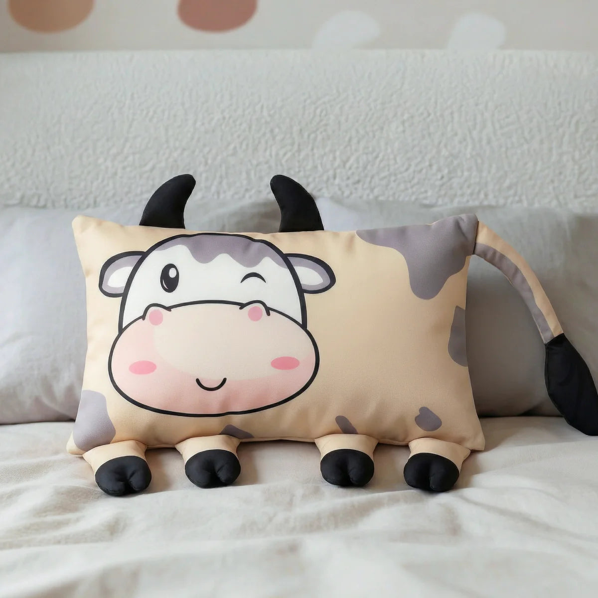 Zelesta Kids Koosje The Cow Pillow - Grey/Beige image