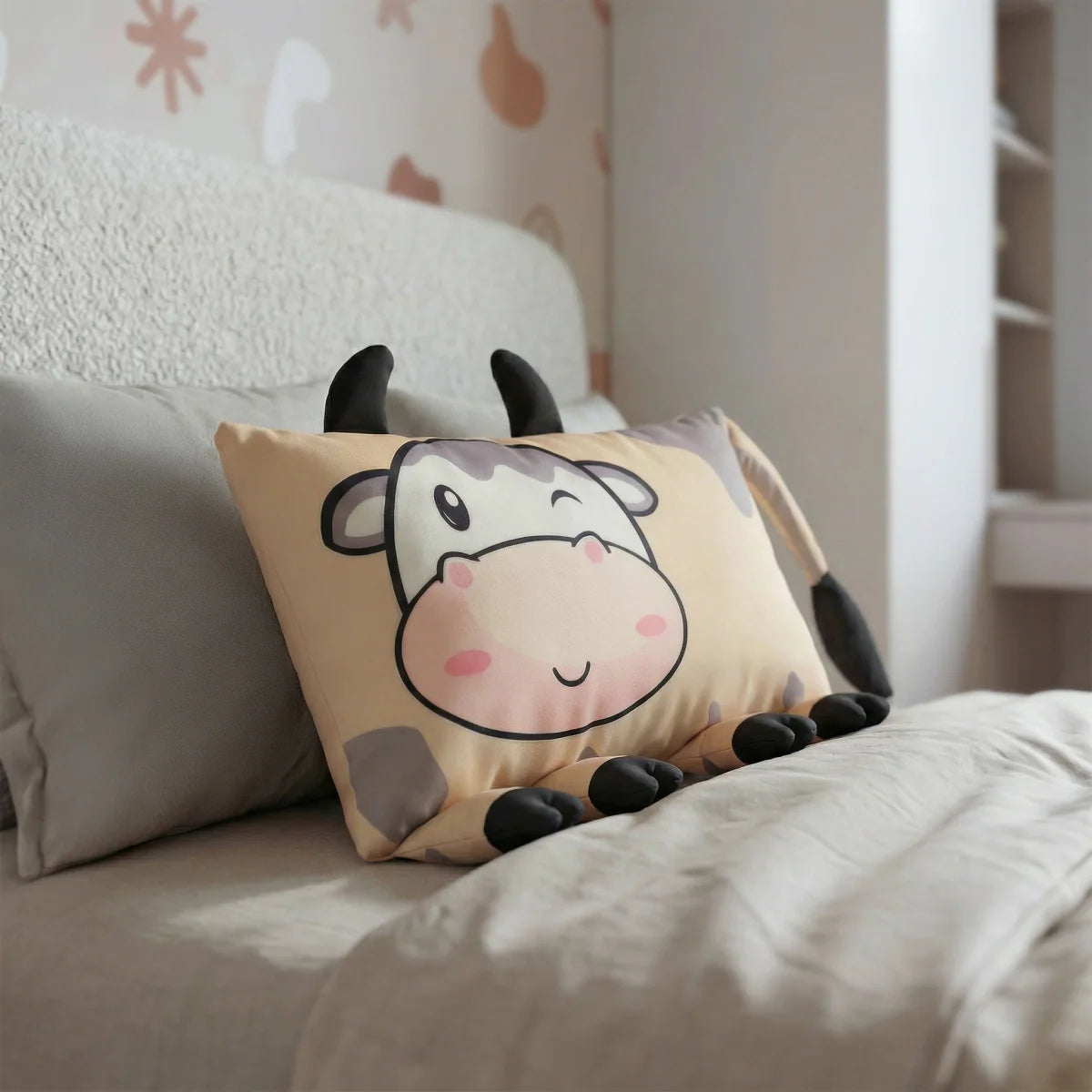 Zelesta Kids Koosje The Cow Pillow - Grey/Beige image