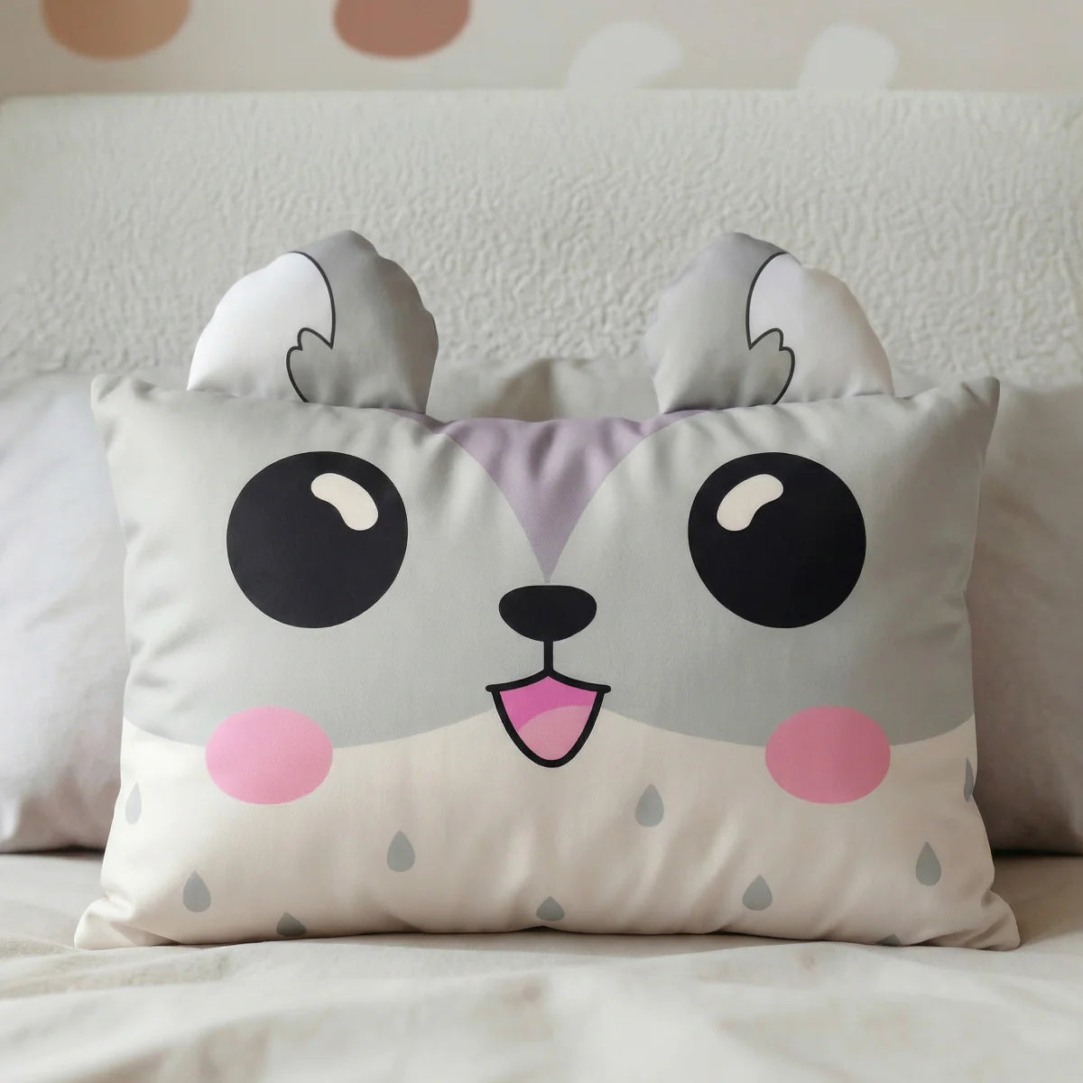Zelesta Wimmy Raccoon Kids Pillow - Grey image