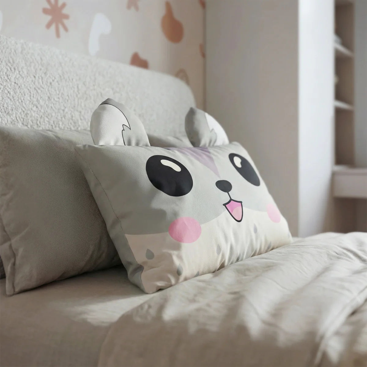 Zelesta Wimmy Raccoon Kids Pillow - Grey image