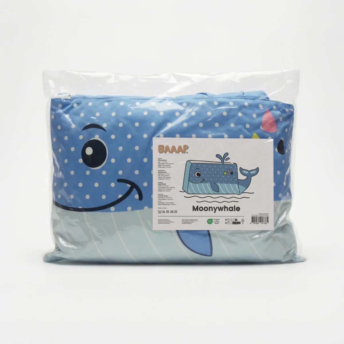 Zelesta Kids Wally The Whale Pillow - Blue/Gray image
