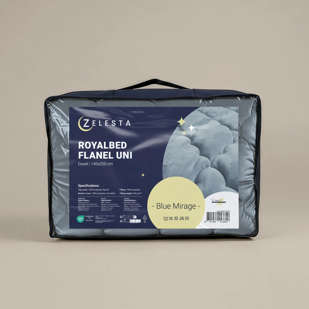 Zelesta Special Flannel Uni Duvet - Blue in its Zelesta retail packaging bag