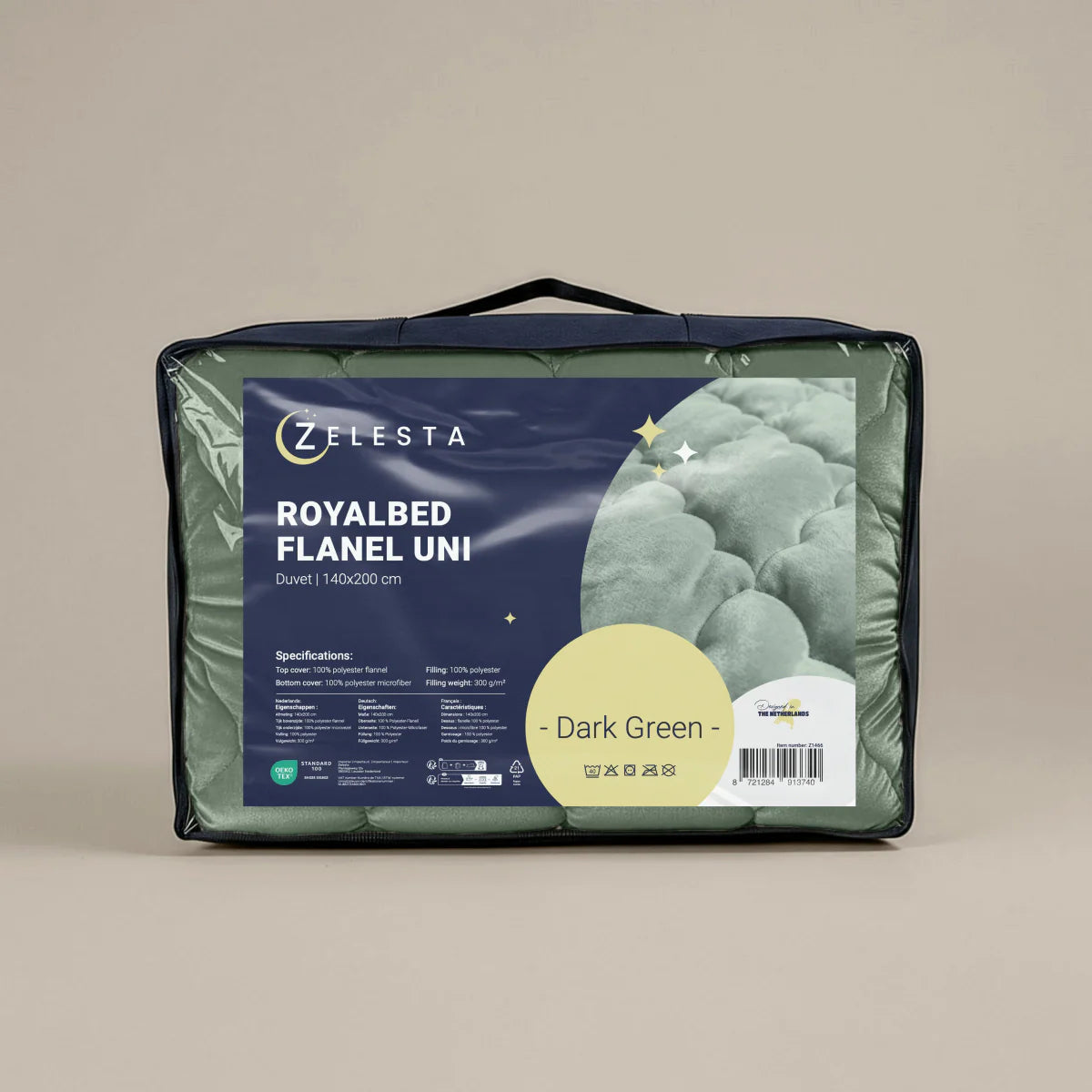 Zelesta Special Flannel Uni Duvet - Green in its Zelesta retail packaging bag