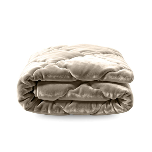 Zelesta Special Flannel Uni Duvet - Taupe folded on a white background, front view