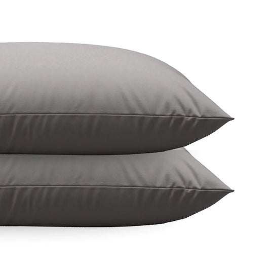Zelesta Comfort Uni Diamond Pillowcases Set Of 2 - Brown-Grey in Brown-Grey, laid flat on a white background showing the diamond weave pattern