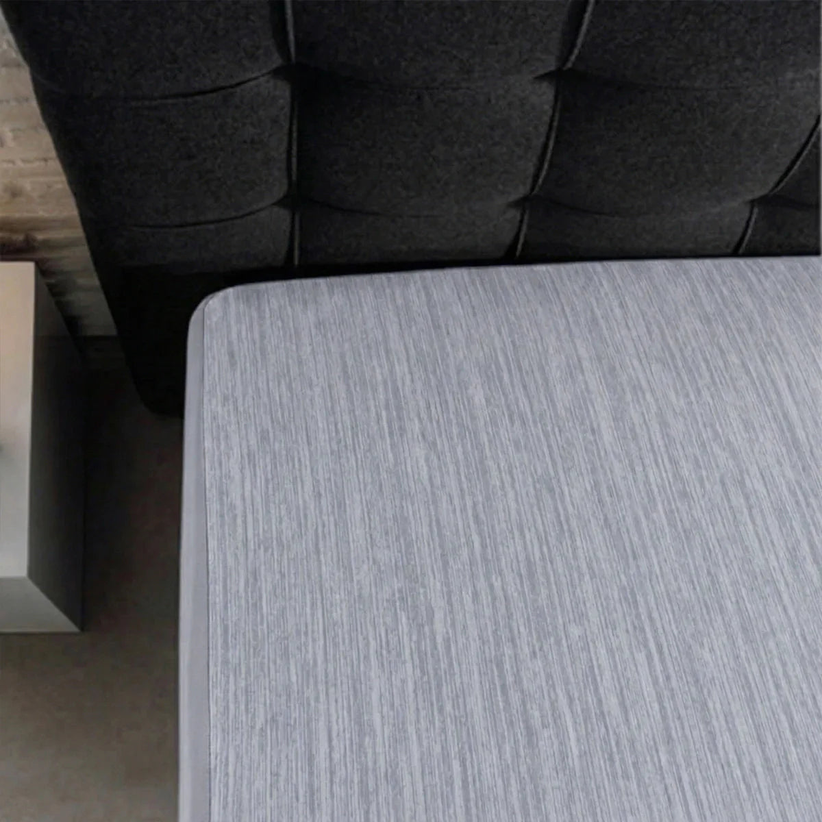 Zelesta Special Cooling Blend Fitted Sheet in Warm Linen Grey on a white background