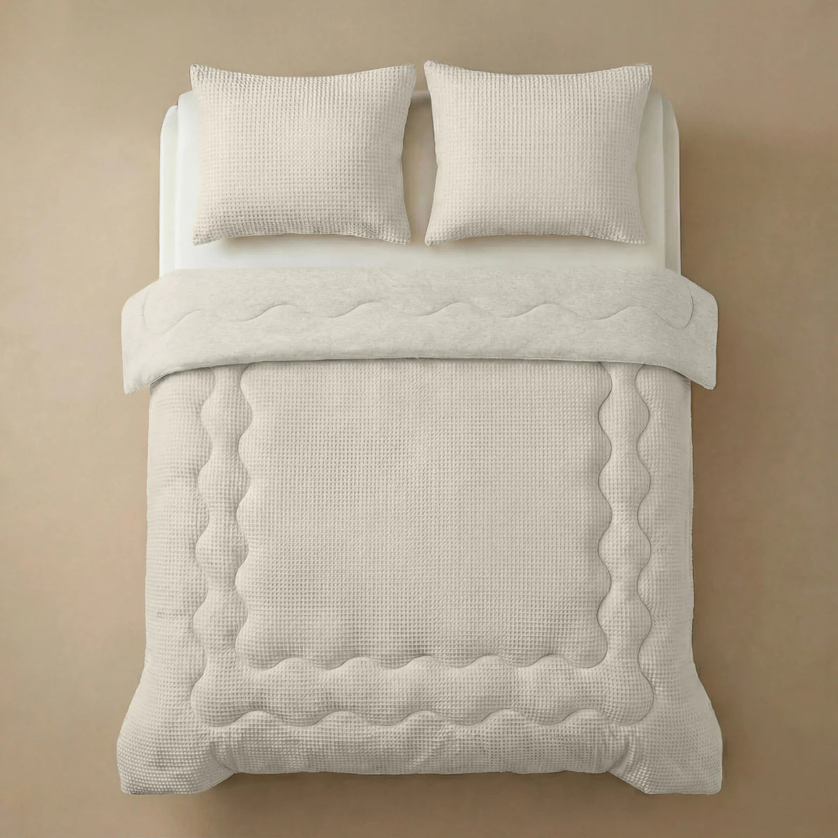 Close-up lifestyle view of the Zelesta Special Cooling Serene Summer Duvet - Cream White on a styled bed